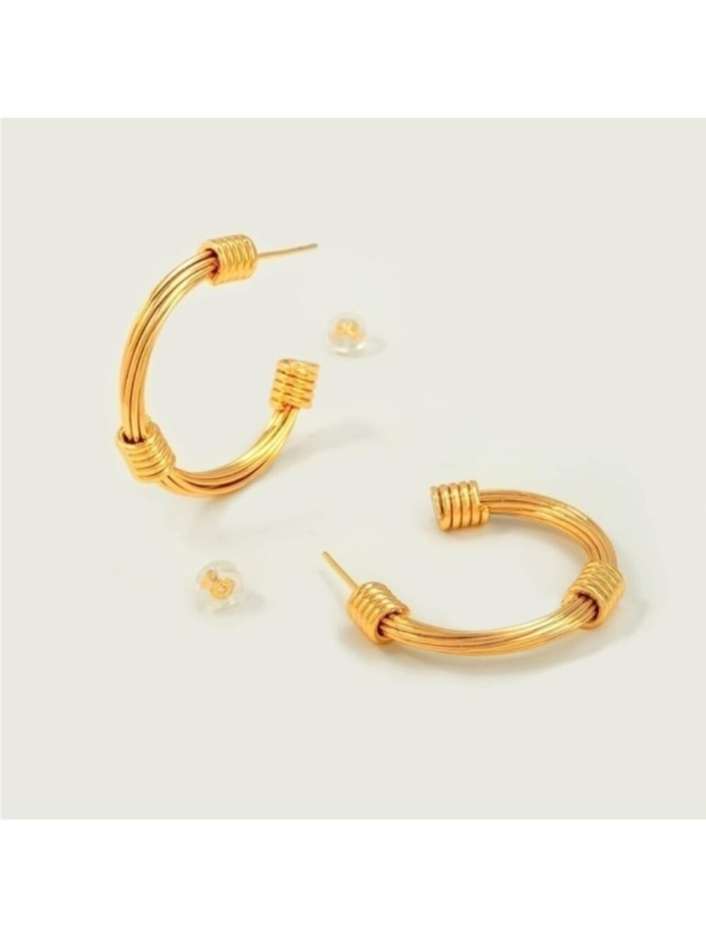 Gold 18k Gold Plated Twist Cuff Hoop Earrings